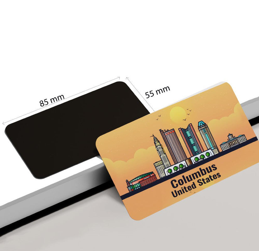 dhcrafts Rectangular Rubber Fridge Magnet / Magnetic Card Orange United States Columbus Design Pack of 1 (8.6cm x 5.4cm)